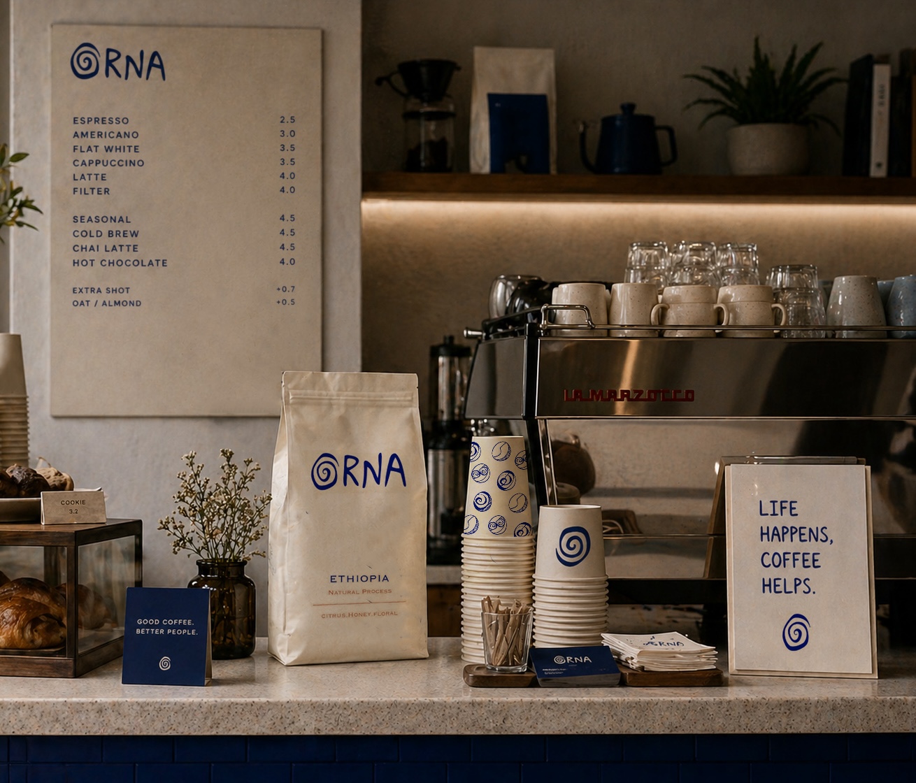 ORNA counter and menu board